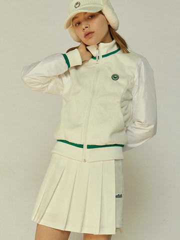 Warm Brushed Pocket Pleated Golf Skirt [Pink, White]