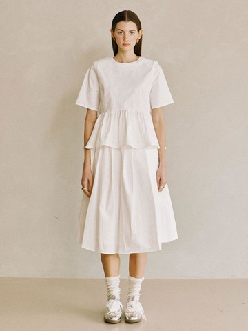 Shirred Crop Top Blouse [White]