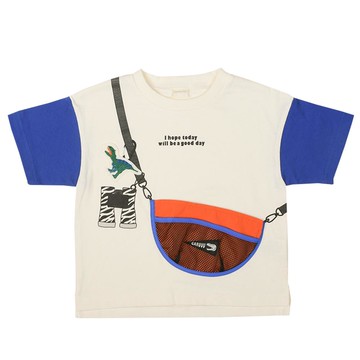 akachan honpo - 短袖趣味T恤-米白色