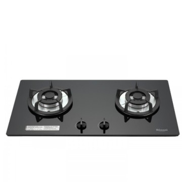 (全省安裝)林內雙口玻璃防漏檯面爐黑色鋼鐵爐架(與RB-202GH-B同款)瓦斯爐桶裝瓦斯RB-202GH-B_LPG★送陶板屋餐券1張