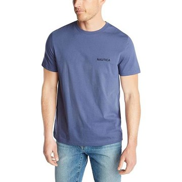 NAUTICA 2025男時尚棉質中藍色圓領短袖T恤