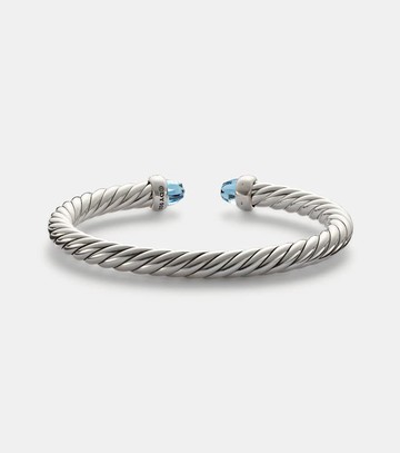 David Yurman Cable Flex® 925 sterling silver bracelet with diamonds and blue topaz