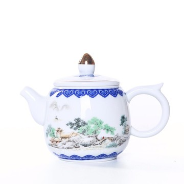 手繪茶壺陶瓷功夫茶具套裝單壺 景德鎮扒花茶具過濾茶壺正品1入