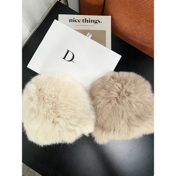 兔毛帽子女秋冬款加厚保暖防寒毛線帽顯臉小皮草護耳毛絨漁夫帽