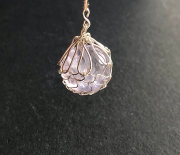 冰透帶彩紫水晶吊墜頸鏈 天然水晶 crystal 水晶原礦 necklace