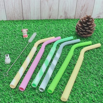 [拉拉百貨]六色螺紋 環保矽膠吸管組 兒童吸管 環保吸管食品級矽膠軟管