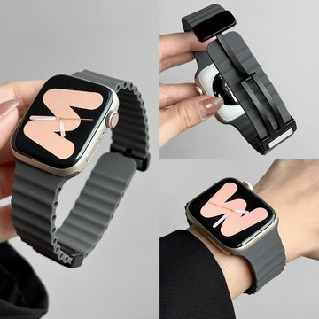簡約愛好者必備手錶 適用於 Apple Watch 10 錶帶9 8 7 6 硅膠釘釦錶帶 防水錶帶 42mm 46mm
