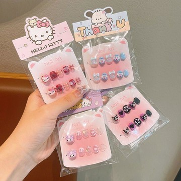 ✨臺灣出貨✨兒童精緻穿戴甲指甲貼可拆卸指甲片貼小女孩裝扮美甲片套裝穿戴甲