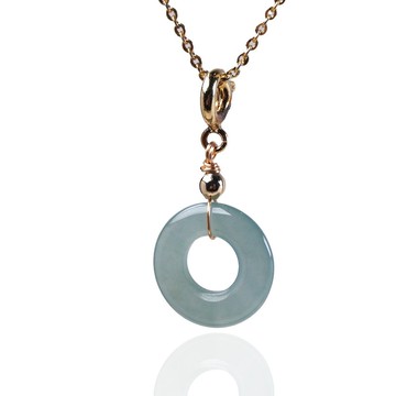 【願‧平安】冰藍水翡翠平安扣項鍊14K包金 | 天然A貨翡翠 | 送禮