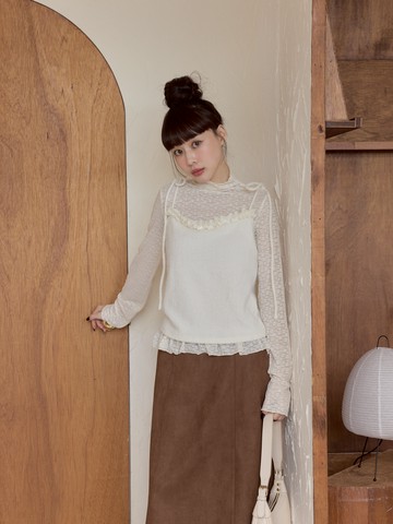 兩件式微透膚小花背心套裝