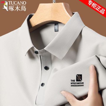 啄木鳥長袖t恤男純棉翻領大碼上衣春秋新款中年休閑polo衫爸爸裝T