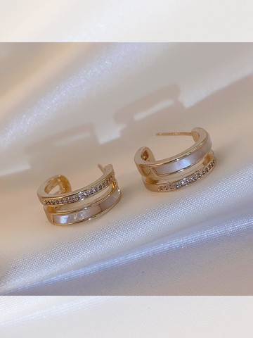 塔蘭白貝板材耳環年新款潮精致冷淡風耳釘韓國氣質網紅耳飾女