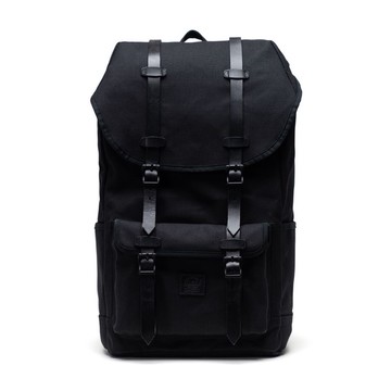 Herschel Little America 大型 高階 黑色 全黑 米白 真皮 硬挺 重磅 帆布 後背包 背包 現貨
