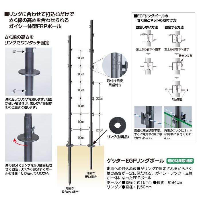 電気柵セット イノシシ用EGFリング500mセット