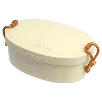 Sabu 日本製 TROUSSE北歐木紋質感可微波橢圓形便當盒 640ml  象牙白  1個