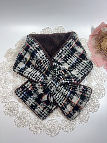 可調式蝴蝶結短圍巾 保暖圍巾 脖圍