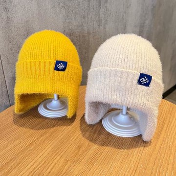 日系親子款護耳帽秋冬款保暖寶寶時尚針織帽男女童毛線休閑套頭帽