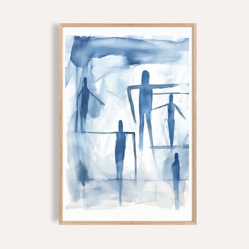 藍影之間 Shadows in Blue / 抽象人物水彩掛畫