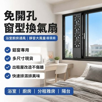 【福滿庭】免開孔窗式排氣扇 窗型換氣扇 多尺寸現貨 浴室廚房通風機 靜音大風量 室內循環換氣鋁窗專用排風扇