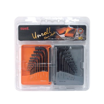 SWELL 短款-黑六角扳手20支組-公制+英制 (009-200S)