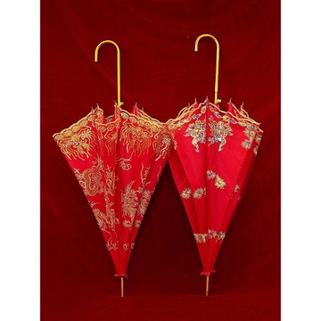 結婚紅傘新娘傘紅色出嫁雨傘中式婚禮迎親用的婚傘婚慶陪嫁專用