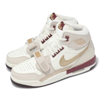 Nike 休閒鞋 Air Jordan Legacy 312 GS 大童 女鞋 中筒 米白 金 喬丹 IB4914-161