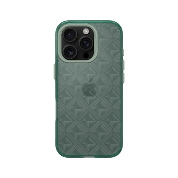 iPhone 16 Pro Clear 憂墨綠 - Textured Glass: Luminous Sculpture 玻璃紋理系列：光映雕塑 - 晶鑽花玻璃
