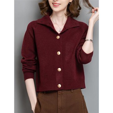 羊毛針織開衫女短款春秋季2025新款時尚高腰配裙子上衣毛衣小外套