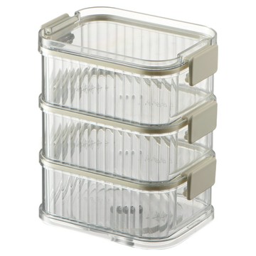 可搭多層密封罐  蓋子(灰色扣) x 3 + 750ml透明罐身 x 3  1組