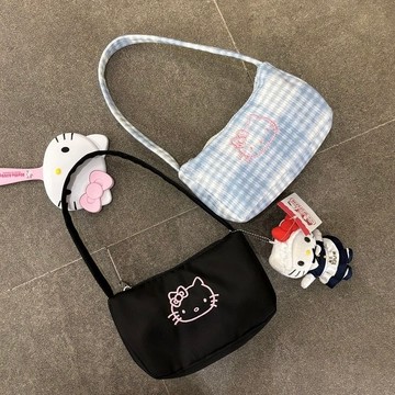 kitty 單肩包🎀 單肩腋下HelloKitty刺繡手提包百搭可愛外出約會化妝包 kitty 包包  kitty側背包