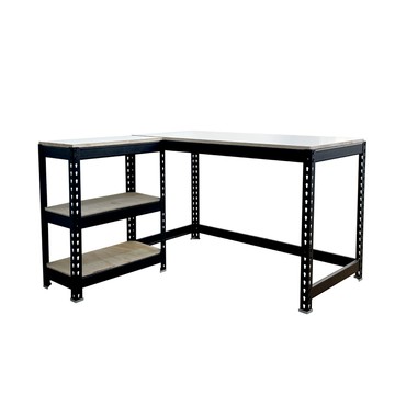 【空間特工】L型轉角辦公桌150x60x75cm 工作桌 電腦桌 書桌 轉角桌消光黑