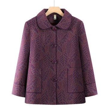 中老年人秋裝女奶奶裝毛呢外套60歲70媽媽秋冬上衣新款老太太衣服