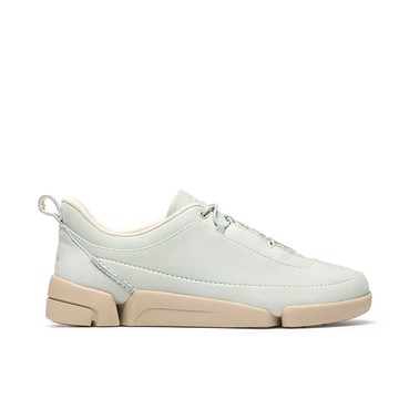 Clarks 三瓣鞋2.0 PLUS-Trigenic2 Easy.女款真皮輕盈鬆緊鞋帶休閒鞋(淺綠色) CLF29180C
