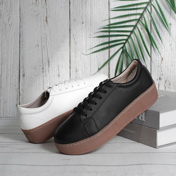 素色拼接厚底休閒鞋 1BC85