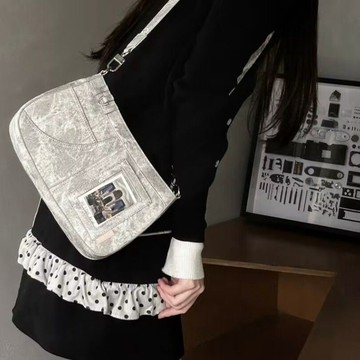 Bag House👜 2025新款潮追星小方包牛仔痛包單肩腋下痛包二次元大容量斜挎女包