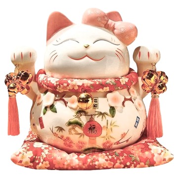 半島良品 招財貓擺飾  21 x 18 x 21cm  粉色桃花貓