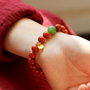 超高品質 如意鎖手鍊 手環 佛珠 玉珠手串 南紅手串 女配飾 送長輩 送女生 平安手鍊  碧玉手串 禮物 070 C