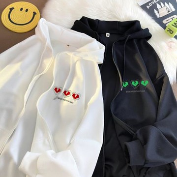 開衫衛衣男春秋情侶款華夫格外套ins潮流寬松連帽衫休閑運動上衣