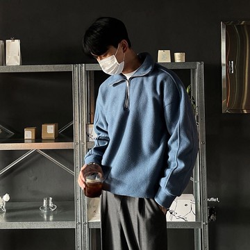 正韓毛呢感半拉鍊拉絨針織衛衣 4色 YUPPIE 預購商品 1128