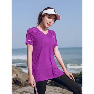 大碼瑜伽服T恤女夏健身房胖MM速干衣200斤跑步上衣寬松運動減肥衣