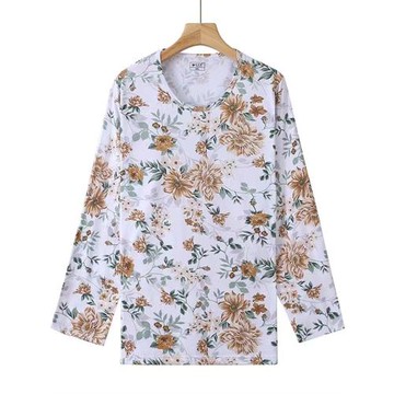 老太太汗衫純棉長袖家居服套裝女士加肥大碼薄款老人寬松睡衣睡褲