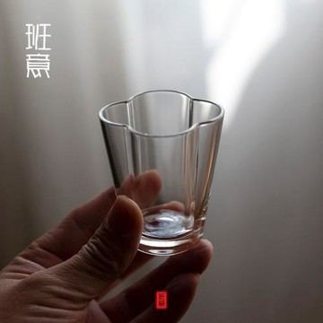 玻璃小號花瓣茶杯日式透明品茗杯透明主人杯功夫茶具單個杯子