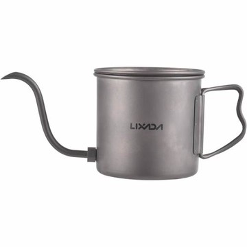 掛耳咖啡壺 純鈦 露營用 便攜可拆卸 手沖壺長嘴水壺器具 400ml