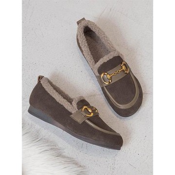 一腳蹬外貿尾貨磨砂皮平底女鞋