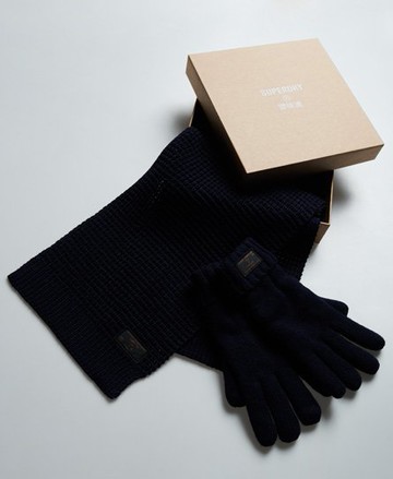 Superdry Men's Men's Stockholm Scarf & Glove Set Dark Blue / Carbon Navy - Size: 1SIZE