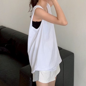 吊帶背心女夏季外穿寬松網紅無袖t恤打底衫甜酷內搭運動工字上衣