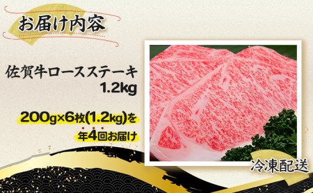 I-83 佐賀牛｢ロースステーキ｣ 200g×6枚(年4回)