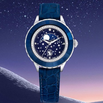 SWAROVSKI 施華洛世奇 Octea Moon 55 週年紀念腕錶-37mm藍 5677494