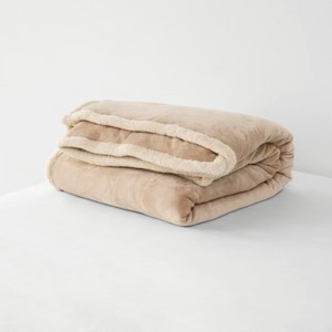 WARM TOUCH 石墨烯保暖毛絨雙面毯雙人 杏棕