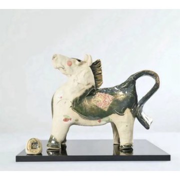 馬年陶瓷手作擺飾-織部仰天馬兒